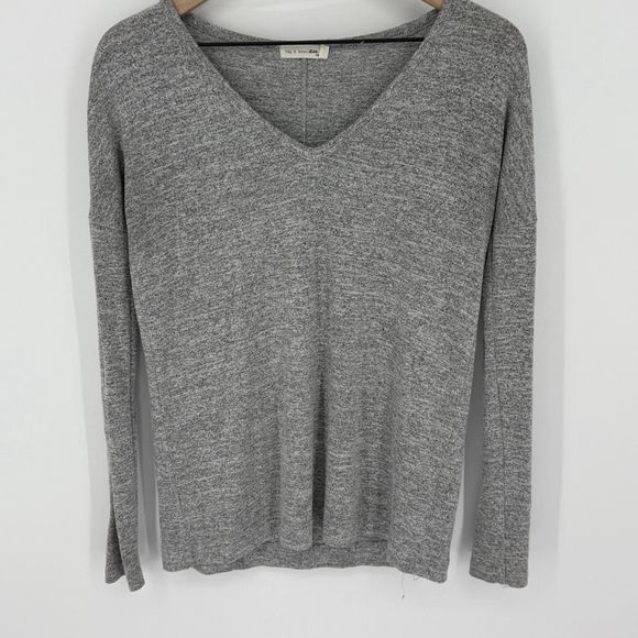 Rag & Bone Theo Long Sleeve V Neck Tee Soft XS Women’s Heather Gray - Picture 1 of 4